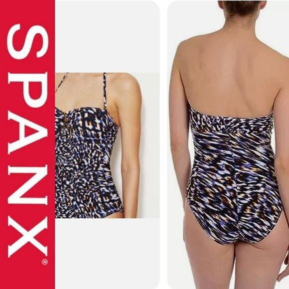 $188 SPANX REMOVEABLE STRAP CHEETAH ANIMAL PRINT ONE PIECE SWIMSUIT 8 MEDIUM NWT - Picture 1 of 16